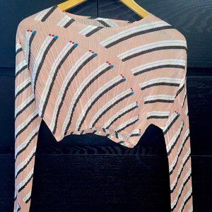 Issey Miyake Pleats Please Long Sleeve Crop Top